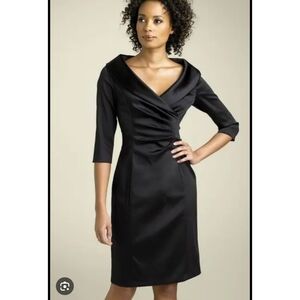 KAY UNGER New York Black Satin Knee Length Cocktail Formal Music Choir Dress 4